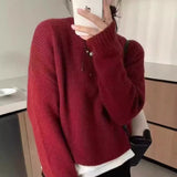 outfit inspo 2024 Autumn and Winter Solid Color round Neck Knitted Pullover Women's New Lazy Style Short Soft Glutinous Outer Wear Top