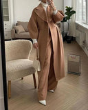 2024 fall fashion trends Autumn and Winter New Retro Palace Style Lantern Sleeve Large Lapel Woolen Coat Long Coat