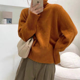 2000s fashion 2024 Winter New Korean Style Lazy Style Elegant Knitwear Fashionable Western Style Turtleneck Women's Pullover Sweater