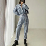 black men fashion urban Casual Jumpsuit Women's Ins Style Fashion Spring Women's Long-Sleeved One-Piece Jeans New