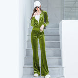 2000s fashion 2024 New Gold Velvet Sports Suit Women's Autumn and Winter Fleece-lined Thickened High-End Casual Wear Two-Piece Set