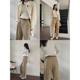 non binary outfits Classic High Waist Simple Casual Pants Women's Autumn New Korean Style Slimming Loose Straight Pants 