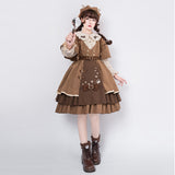 Autumn and Winter Lolita Dress Cat Detective JSK Japanese Style Cardigan Retro Preppy Style Dress