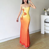 Patcute calico hair Style 2024 Summer New Women's Clothing Street Fashion Sexy Sling Long Dress Women