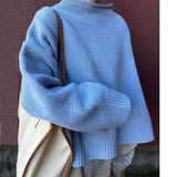 skater boy outfits Japanese Wool Sweater Women's Autumn and Winter Split Cape-Shaped Profile Loose Sweater Niche