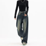 Patcute 2000s fashion Harajuku Fashion High Waist Women's Spring and Autumn New All-Match Zipper Light Color Washed Trendy Jeans Simple Straight Pants