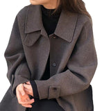 masc outfits Black Woolen Coat for Women 2024 Autumn and Winter Woolen Coat Korean Style Small High-Grade Women's Coat