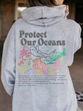 fall outfit ideas for school Protect Our Oceans Respect The Local Printed Hooded Women