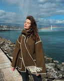 2024 fall fashion trends Women's Autumn and Winter New Fashion Woolen Coat Thickened Loose with Scarf Tassel Women's