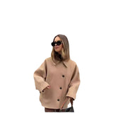 fall 2024 fashion trends 2024 Autumn New Fashion Women's Lapel Oblique Breasted Warm Wool Blend Loose Short Coat