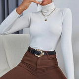 2000s fashion Women's Autumn and Winter Turtleneck Sweater Pullover Knitted Top Bottoming Shirt