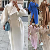 2024 fall fashion trends Autumn and Winter New Retro Palace Style Lantern Sleeve Large Lapel Woolen Coat Long Coat