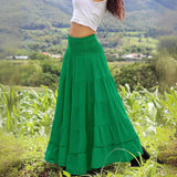 guys in skirts Skirt Women's Spring, Summer and Autumn Large Swing Skirt Ethnic Style Plain Long Skirt Artistic Temperament Commuter Super Fairy Skirt