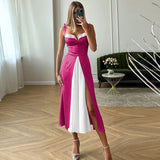 trad goth Summer New Stitching Sling Dress Elegant Waist-Tight Elegant Dress