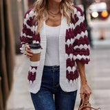 sambas outfits New Autumn and Winter Women's Clothing Contrast Color Knitted Women's Cardigan Sweater 