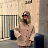 fall 2024 fashion trends 2024 Autumn New Fashion Women's Lapel Oblique Breasted Warm Wool Blend Loose Short Coat