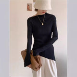 fall 2024 fashion trends Oblique Collar off-the-Shoulder Irregular Thread Slim Slimming Sexy Temperament Bottoming Shirt Sweater for Women