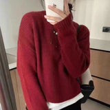 outfit inspo 2024 Autumn and Winter Solid Color round Neck Knitted Pullover Women's New Lazy Style Short Soft Glutinous Outer Wear Top