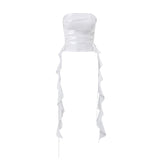 cybergoth dress to impress Spring New Fashion Sexy Cross Lace-up off-Shoulder Slim Slimming Tube Top Vest for Women