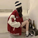 dream clothes Korean Style Towel Embroidered BF Lazy Fleece-lined Baseball Uniform Women's Sweater Autumn and Winter Ins Trendy All-Matching Sweater Top for Women