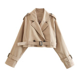 2024 fall fashion trends Spring and Autumn New Women's Style with Belt Long Sleeve Short Casual Trench Coat