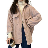 fall outfits aesthetic Corduroy Coat Women's Autumn and Winter All-Matching Jacket New Retro Hong Kong Style Mid-Length Shirt Fashionable Top