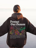 fall outfit ideas for school Protect Our Oceans Respect The Local Printed Hooded Women