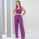 fall outfits aesthetic Summer New Women's Sexy Sleeveless Top and Trousers Two-Piece Set Suit