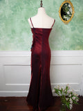 Patcute 2024 Beautiful Wine Red Straps Long Prom Dress, Wine Red Evening Dress Party Dress