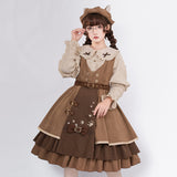 Autumn and Winter Lolita Dress Cat Detective JSK Japanese Style Cardigan Retro Preppy Style Dress