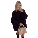  fashion Autumn and Winter New Loose Half Turtleneck Commuter Style Fake Reverse Wear Knitted Pullover Solid Color Sweater for Women