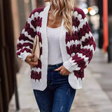 sambas outfits New Autumn and Winter Women's Clothing Contrast Color Knitted Women's Cardigan Sweater 