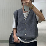 men’s fashion Knitwear for Women Spring and Autumn New Women's Knitted Vest Korean Style V-neck Sleeveless Loose Casual Stacked Sweater Vest for Women