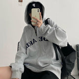 90s streetwear Extra Large Size Spring and Autumn New Women's Clothing Fashionable Versatile Fat Loose Sweater Jacket Thin Hooded