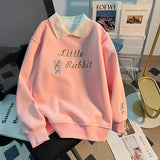 Patcute clothes Internet Celebrity Girls' Korean-Style Loose Lapel Long-Sleeved Top for Middle and Big Children Spring and Autumn New Fashionable Fashionable Sweater with Letters