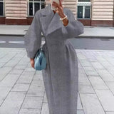 2024 fall fashion trends Autumn and Winter New Retro Palace Style Lantern Sleeve Large Lapel Woolen Coat Long Coat