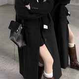 dti outfits Long Woolen Coat New Autumn and Winter Korean Style Small Sense Hepburn Style Woolen Coat