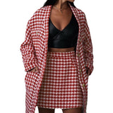 2024 fall fashion trends New Fashion Plaid Texture Pocket Button Temperament Long Sleeve Cardigan Suit Skirt