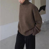 skater boy outfits 2024 New Autumn and Winter Korean Style Solid Color Turtleneck Pullover Loose Lazy Style Outerwear Women's Retro Top