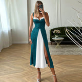 trad goth Summer New Stitching Sling Dress Elegant Waist-Tight Elegant Dress