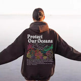 fall outfit ideas for school Protect Our Oceans Respect The Local Printed Hooded Women