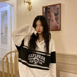 masc outfits American Retro Polo Sweater Women's Spring and Autumn Thin Loose BF Lazy Oversize Long Sleeve Top Ins Fashion