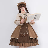 Autumn and Winter Lolita Dress Cat Detective JSK Japanese Style Cardigan Retro Preppy Style Dress