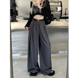 work outfits women Fall 2024 This Year Popular Popular Loose High Waist Wide Leg Suit Pants Women's Casual Mopping Long Pants