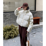 winter outfits men Wash-Free Leather Winter down Cotton-Padded Coat for Women New Stand Collar Short Thickened Small Bread Coat