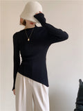 fall 2024 fashion trends Oblique Collar off-the-Shoulder Irregular Thread Slim Slimming Sexy Temperament Bottoming Shirt Sweater for Women