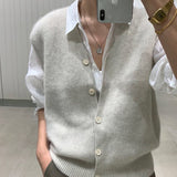 men’s fashion Knitwear for Women Spring and Autumn New Women's Knitted Vest Korean Style V-neck Sleeveless Loose Casual Stacked Sweater Vest for Women