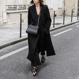 fall fashion British Style Trench Coat 2024 Spring New Retro High-Grade Long Straight Slimming Black Coat for Women