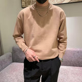 mens outfits Spring and Autumn New Pure Color Sweater Men's Fresh round Neck Basic Long Sleeve Youth Casual Drop Shoulder Bottoming Shirt