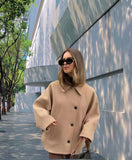 fall 2024 fashion trends 2024 Autumn New Fashion Women's Lapel Oblique Breasted Warm Wool Blend Loose Short Coat